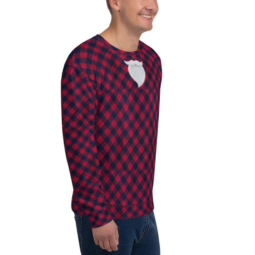 Plaid "Santa" Christmas Shirt. Christmas Sweater Alternative. Unisex Party Sweatshirt or Pullover. WickedYo.